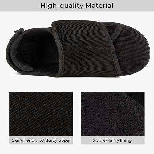 Miniatura 4 de HomeTop Pantuflas para diabéticos de espuma viscoelástica ajustables con velcro para hombre, cómodas para interiores y exteriores, zapatos extra