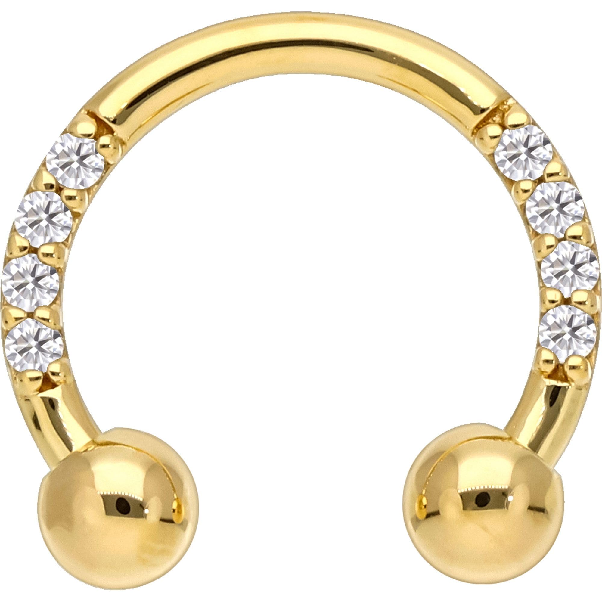 PIERCINGLINE 18 Gold Hufeisenring EINGEFASSTE MOISSANITE 750er Gold - Goldfarben