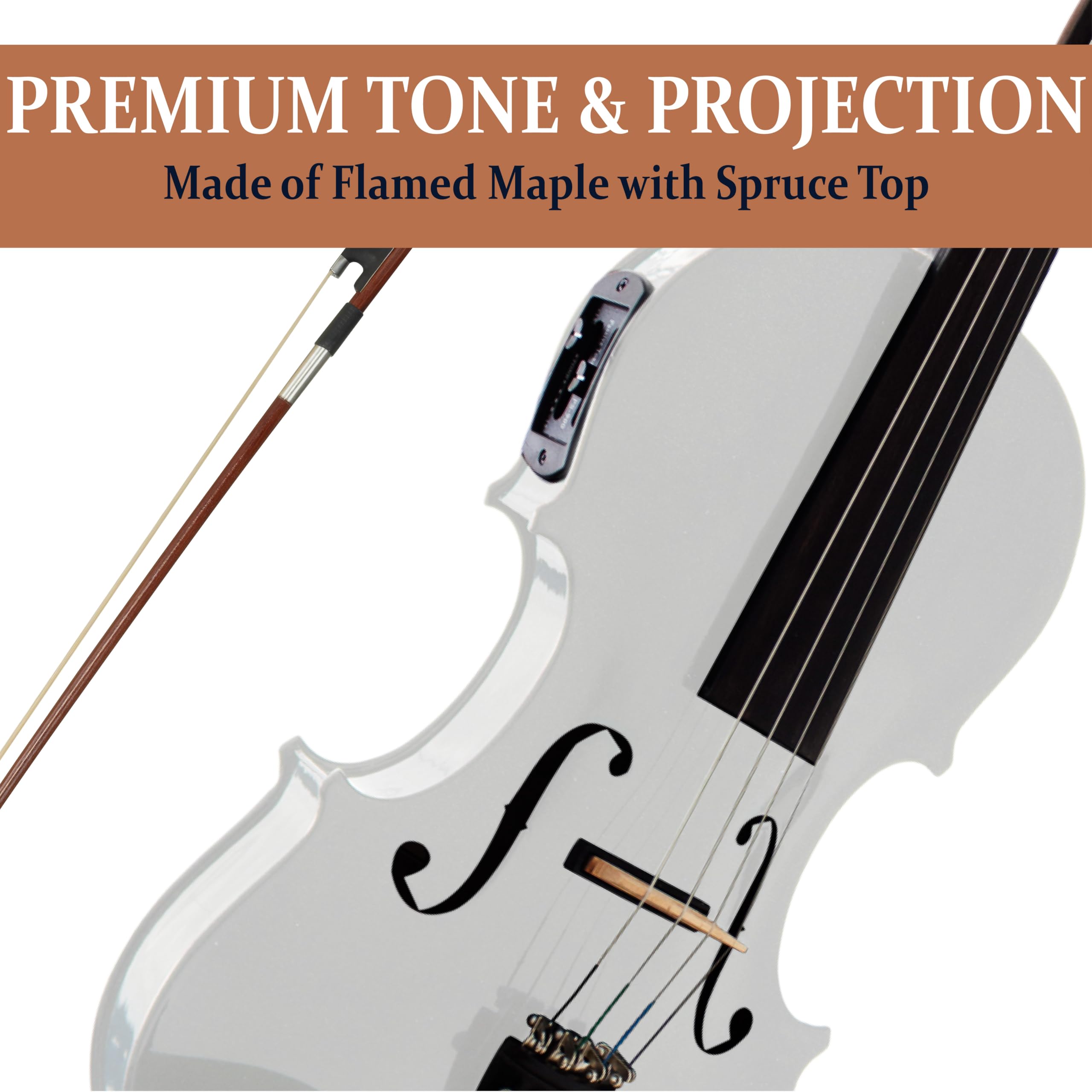 CECILIO エレキバイオリン 4/4 ホワイト 専用セミハードケース Amazon.com: Violín acústico/eléctrico de ébano Cecilio CVNAE, 4/4