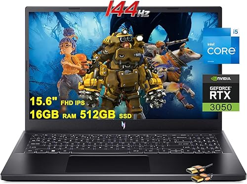 Acer Nitro 5 - Laptop para juegos de 15.6 pulgadas, FHD IPS 144Hz, pantalla Intel 12-Core i5-12500H (Beat i7-11800H) 16GB RAM 512GB SSD GeForce RTX