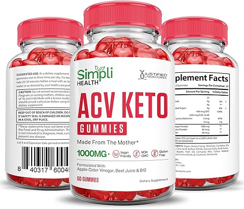 Miniatura 7 de Justified Laboratories Paquete de 2 gomitas Simpli Health Keto ACV de fórmula avanzada de 1000 mg de vinagre de sidra de manzana formulado con jugo