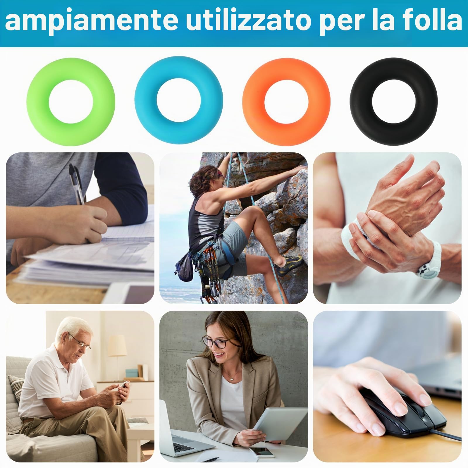4 Pezzi 30 – 60 LB Rafforzatore della Presa della Mano, Anello per L'allenamento Dell'avambraccio, Attrezzo Ginnico per Avambraccio e Dita per L'allenamento Muscolare, L'arrampicata