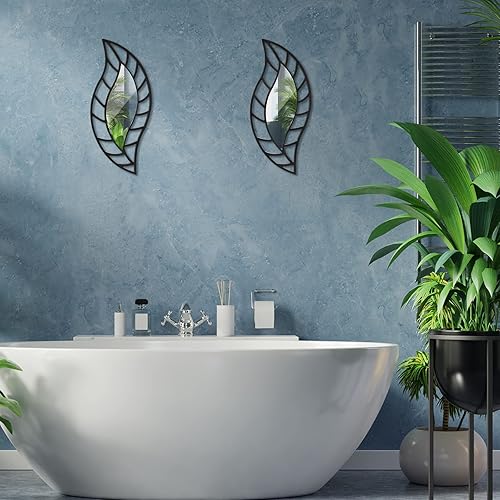 Miniatura 5 de 2 piezas de espejo de pared espejo decorativo montado en hojas espejo moderno elegante decoración de pared para entrada dormitorio sala de estar baño