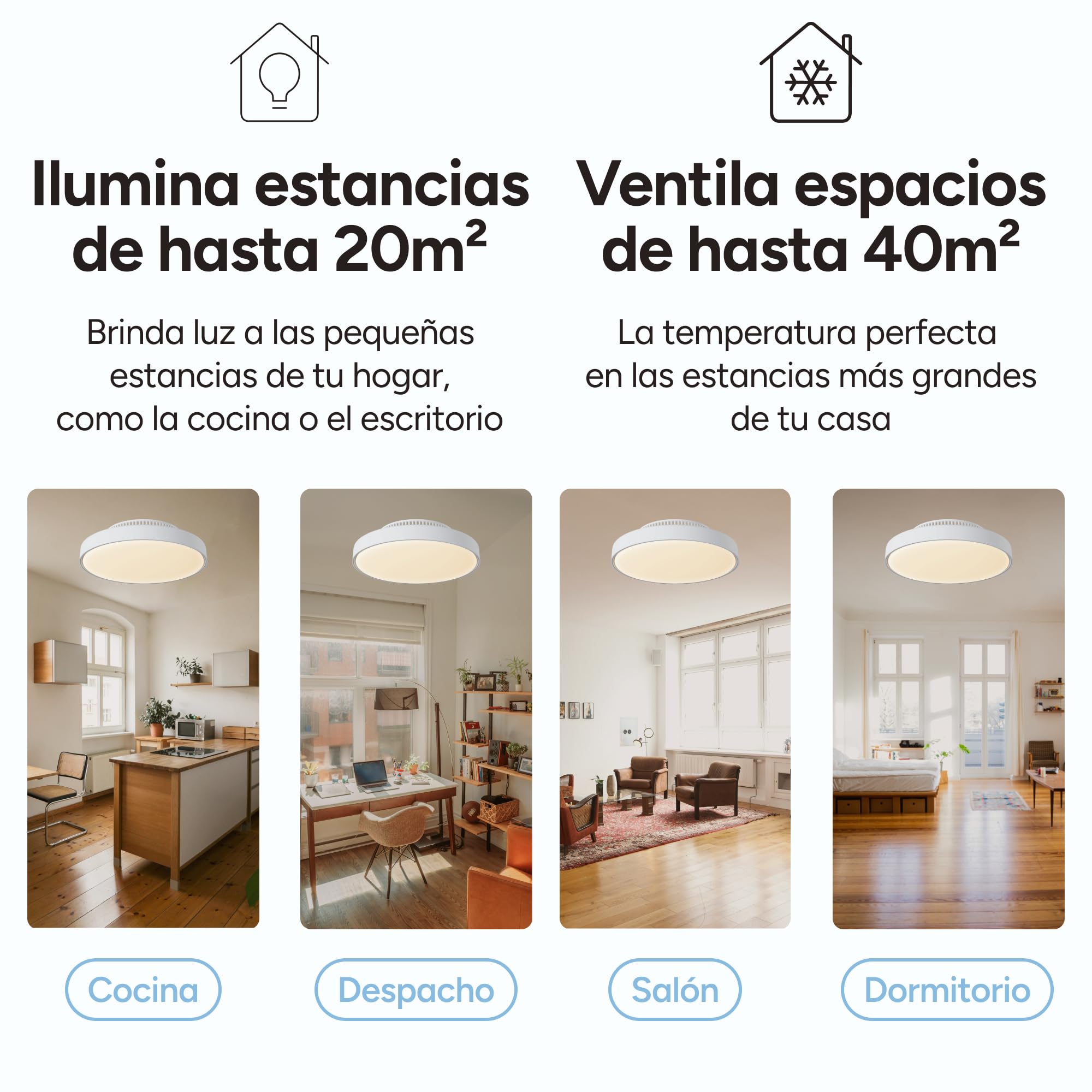 KSIX Mistral Ventilador de techo sin aspas con luz LED regulable RGBIC+CCT, 4.000 lm, Ø43,6 cm, 6 velocidades, Temporizador, App Tuya Smart