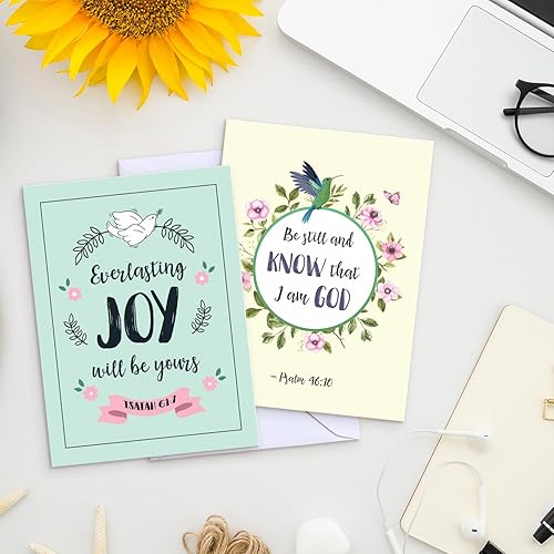 Miniatura 10 de Sweetzer & Orange Tarjetas de las Escrituras, juego de 24 hojas en blanco con versículos bíblicos en caja con sobres, impresiones de oración