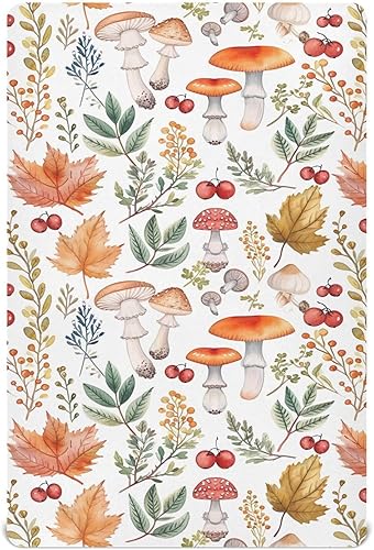 Kigai Fitted Crib Sheet for Boys Girls,Retro Mushroom Jersey Knit Baby Sheet for Standard Crib and Toddler Bed Mattresses, Cozy Soft Breathable, 28