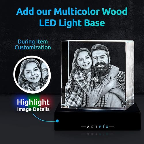 Miniatura 3 de ArtPix 3D Foto de cristal, regalos personalizados con tu propia foto para papá, mamá, hombres, mujeres, imagen grabada con láser 3D, cristal