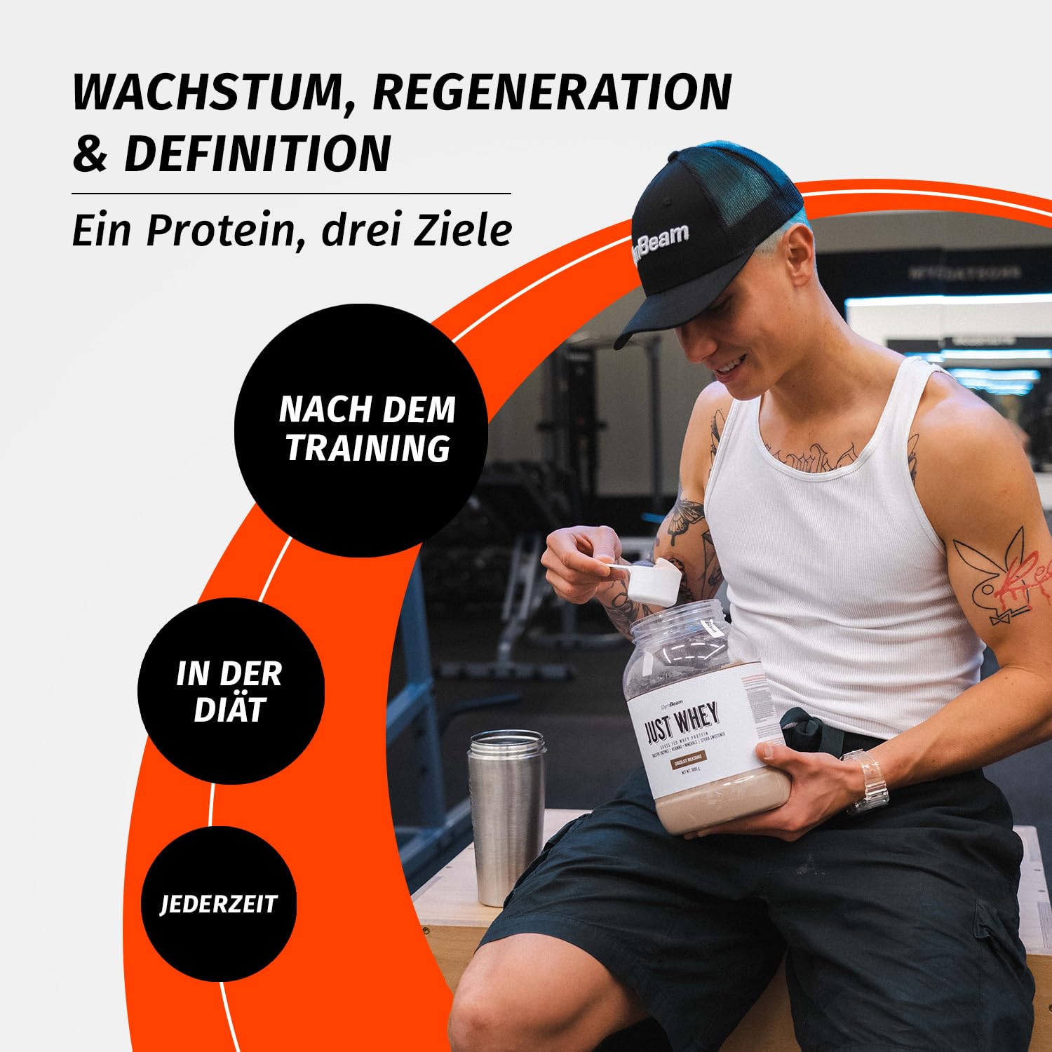 Just Whey Protein Pulver – aus Weide-Kuhmilch, mit DigeZyme® für bessere Verdauung, Mehrkomponenten Eiweißpulver mit essentiellen Aminosäuren & BCAAs – GymBeam (1000 g, Chocolate Milkshake)