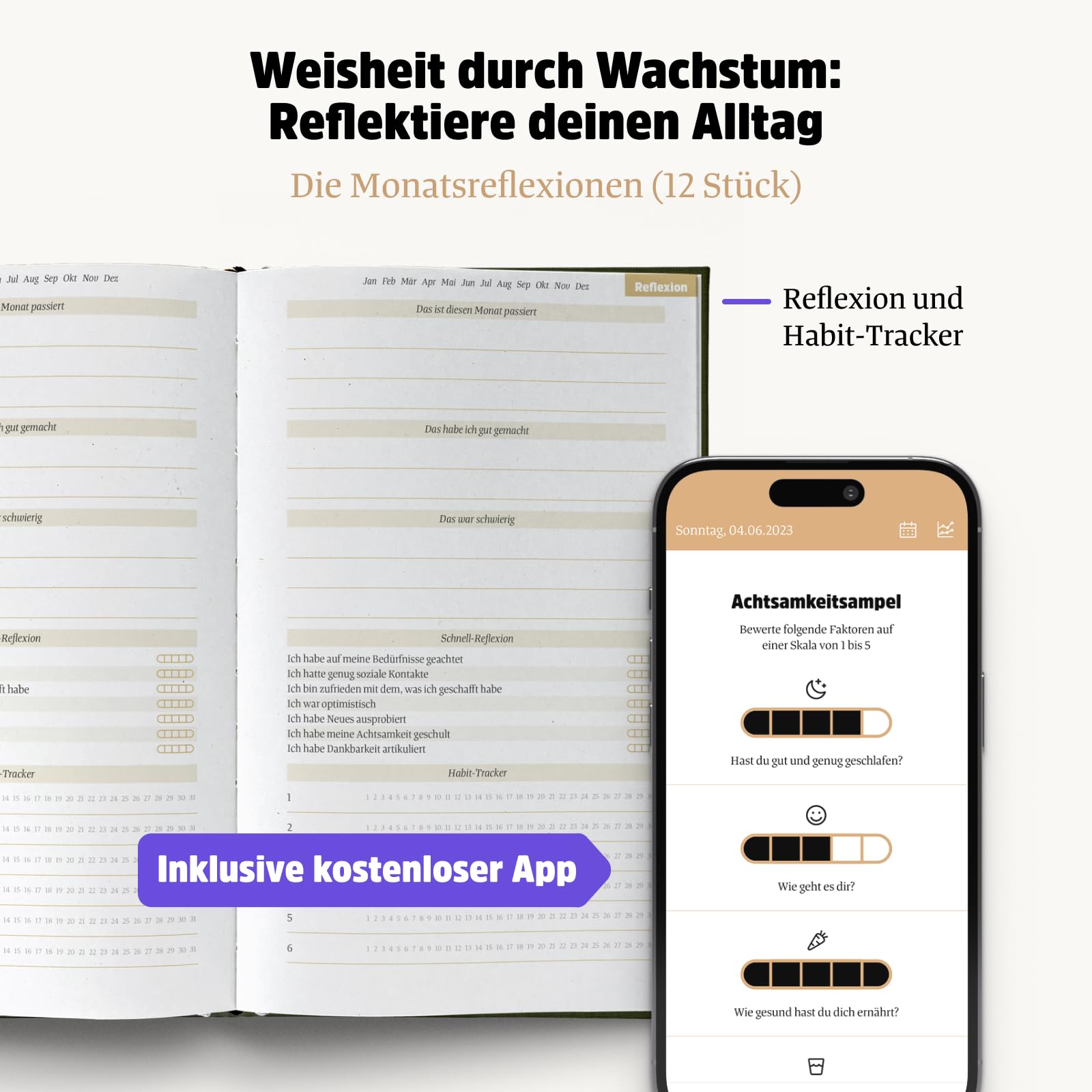 Ein guter Tag, Selbstliebe- und Dankbarkeitstagebuch. Nur 5-6 Minuten am Tag. Für Dankbarkeit, Achtsamkeit, Journaling, Tagebuch (Seegrün)