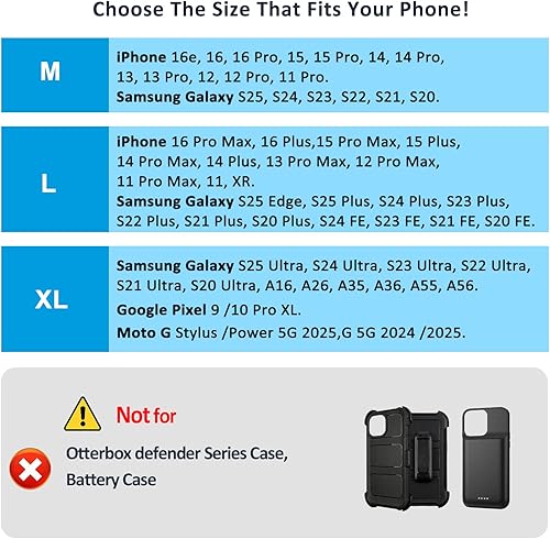 Miniatura 2 de Funda de teléfono para cinturón con clip de metal y cierre magnético compatible con iPhone 1615141312 Pro Max, Galaxy S25S24S23S22 Plus y FE para