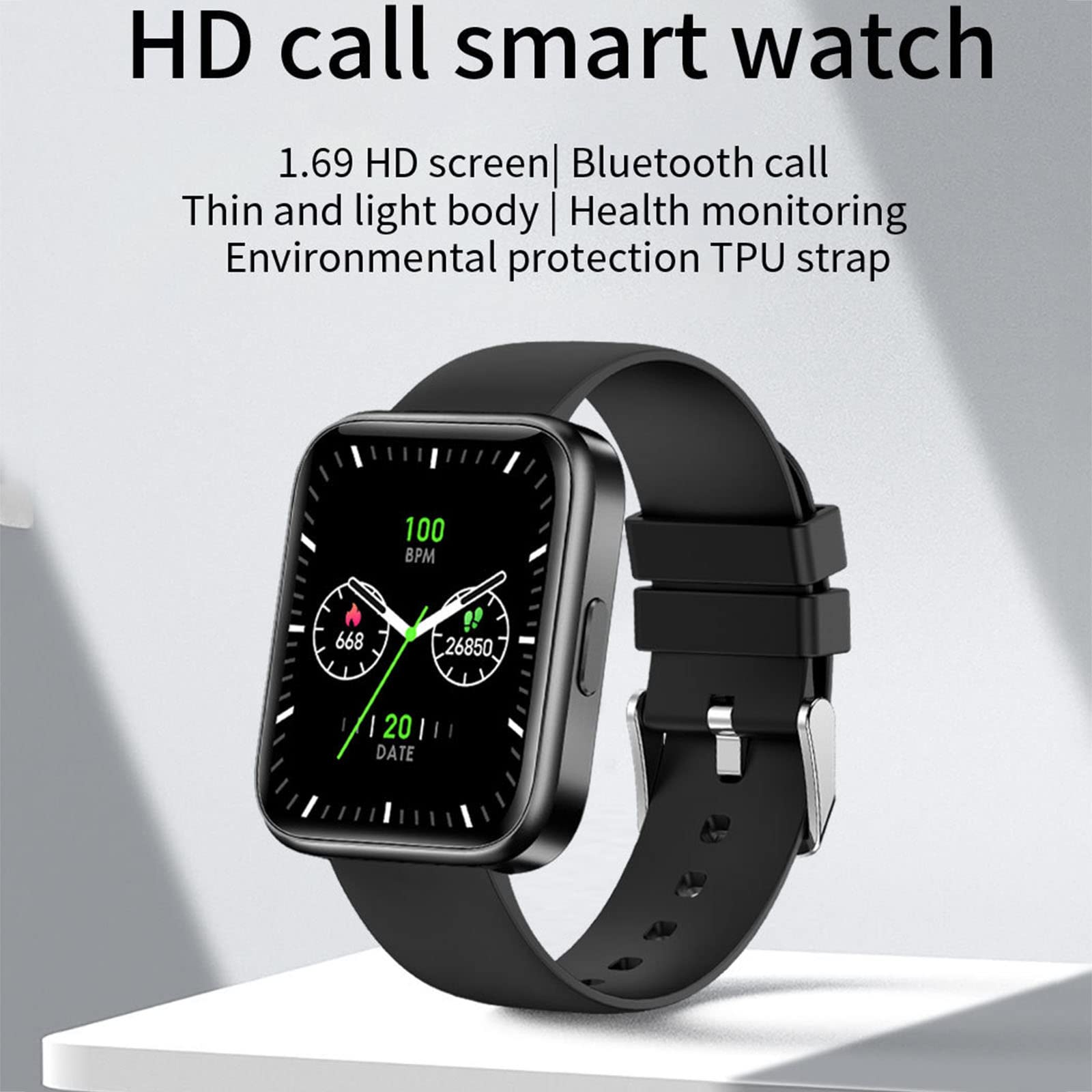 Męski damski inteligentny zegarek. Wodoodporny ekran dotykowy 1,7 cala z powiadomieniem o połączeniach/odbieraniu, pulsometr, monitor snu, głośnik muzyczny. Zegarek fitness Tracker aktywności