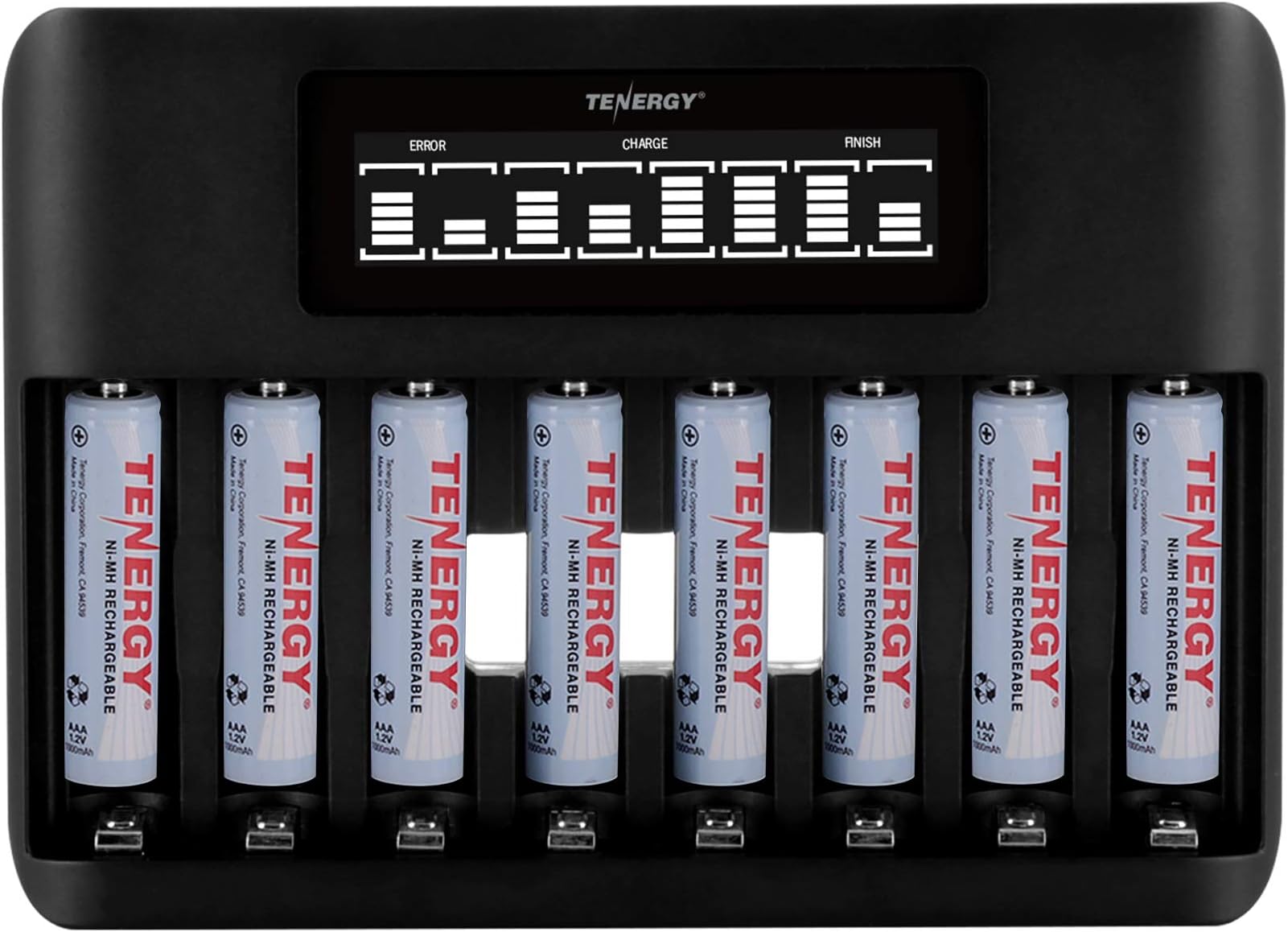 TN480U 8-Bay LCD Display Fast Charger for NiMH/NiCD AA AAA Rechargeable Batteries with 8pcs 1000mah AAA Rechargeable Batteries