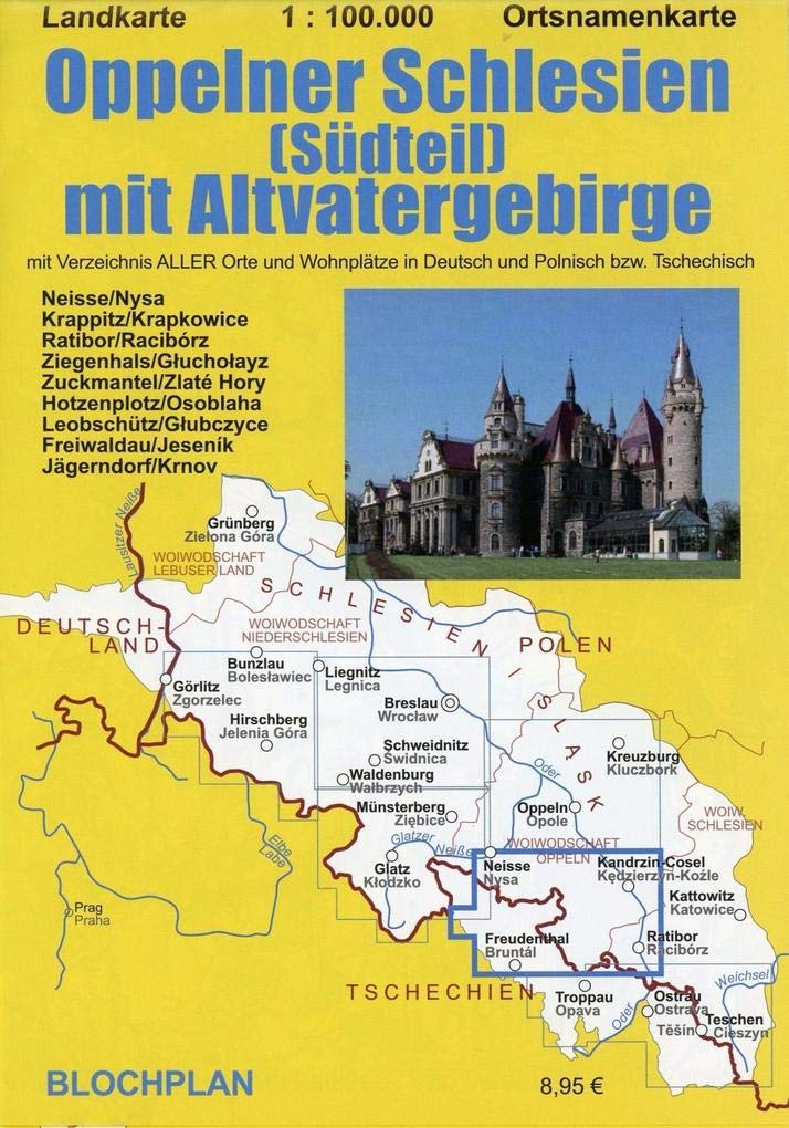 Landkarte Oppelner Schlesien (Südteil) mit Altvatergebirge 1:100.000: Ortsnamenkarte im Maßstab 1:100.000: 4