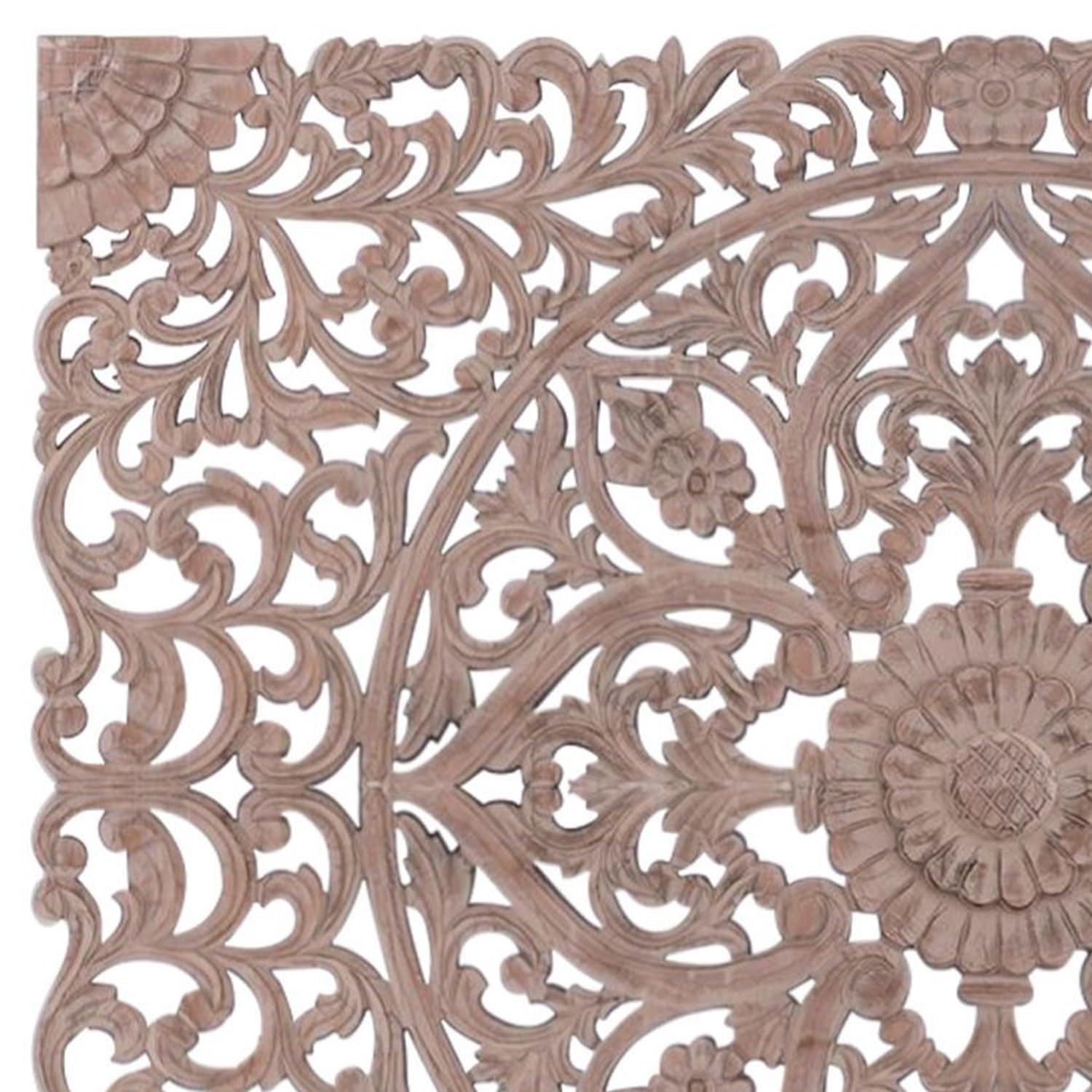 Menzzo Tête de Lit Sculptée Design Chic 180 cm en Bois Sculpté Marron – Décoration Murale Élégante pour Lit King Size