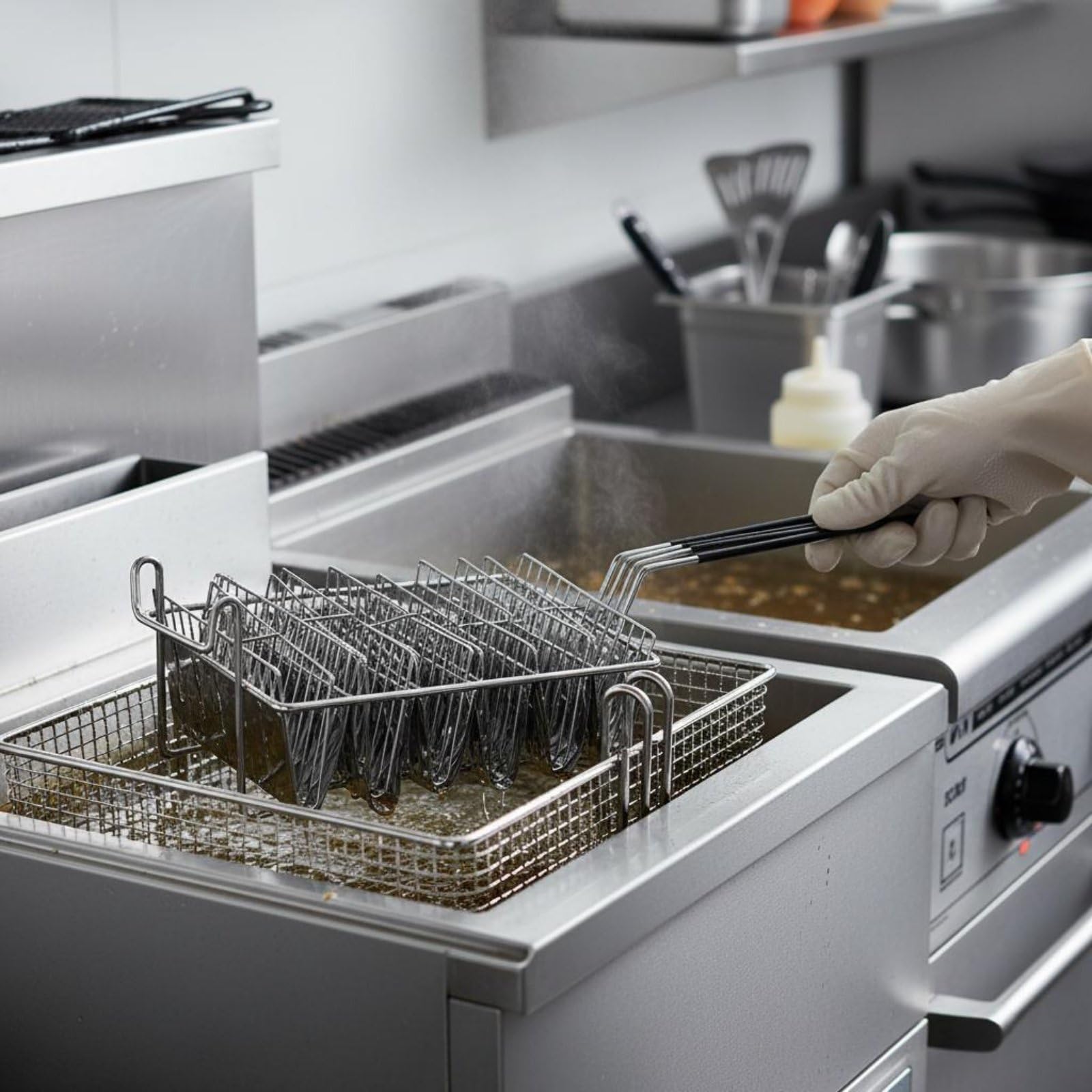 Cesta Freidora para Tacos Acero Inoxidable Cesta para Freír Tacos Cocción Eficiente Freidora de Tortillas de Taco para Cocineros, Desmontable 6-Grid V
