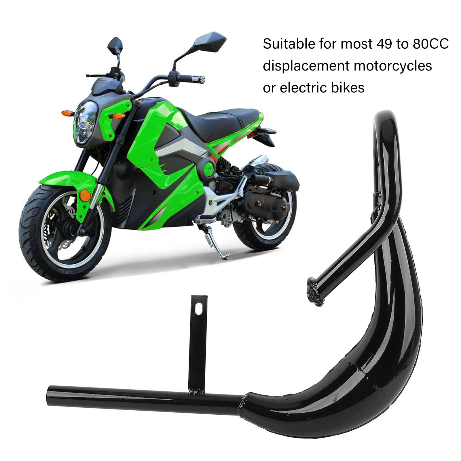 Tubo de Escape de Motocicleta 40 mm de diámetro Aleación de Aluminio Reducción de Ruido Forma de Media Luna Tubo de Escape de Bicicleta eléctrica con reemplazo de Junta de (Black)