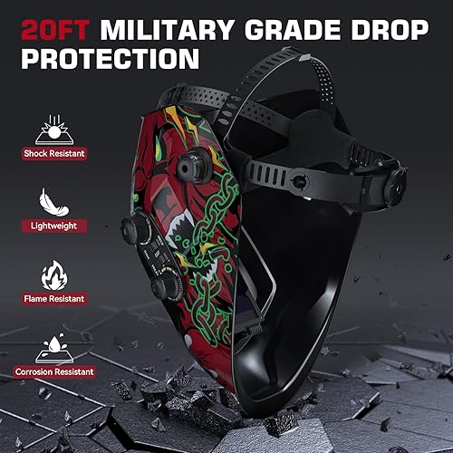 Miniatura 2 de ARCCAPTAIN - Casco de soldadura diseño lobo, pantalla 3.94 x 3.66 pulgadas a color real, auto oscurecimiento, solar, 4 sensores de arco, sombra