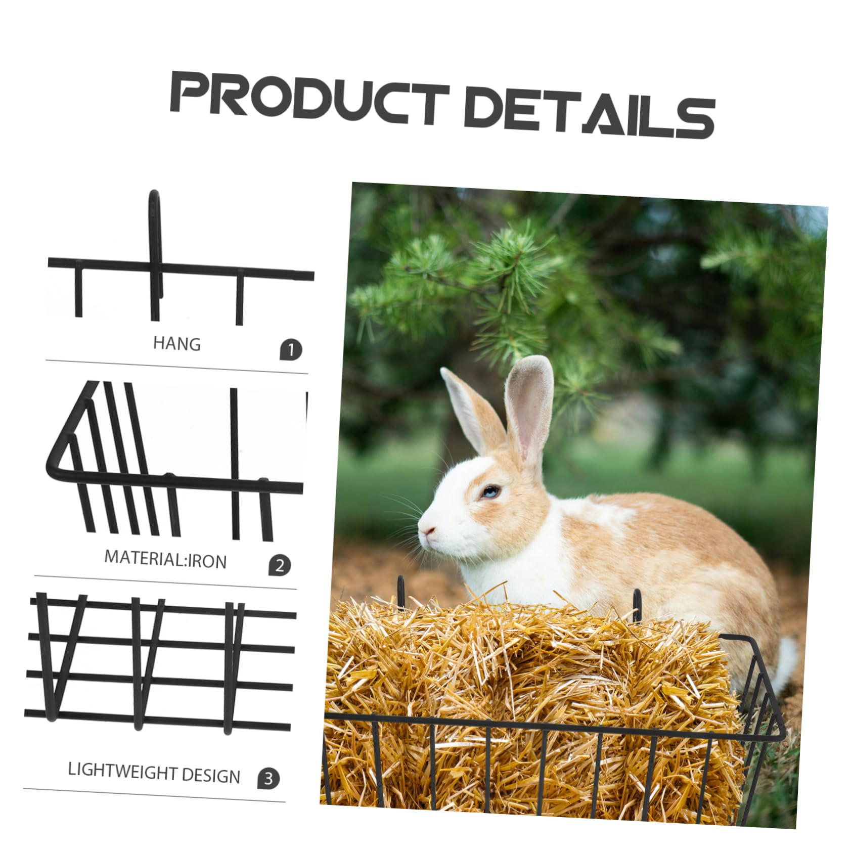 Mangeoire Suspendue pour Lapin, Râtelier à Foin en Fer Noir 2 Pièces | Support pour Cage Métallique, Usage pour Petits Animaux, Léger et Facile à Ranger, Lot de Deux