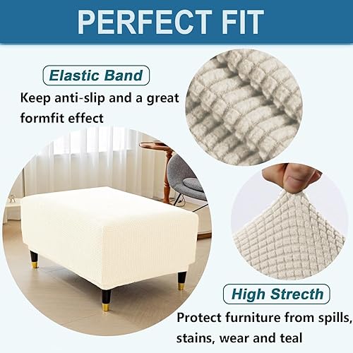 Miniatura 3 de Funda otomana elástica rectangular para sofá, protector para reposapiés, fundas otomanas de almacenamiento, protector de muebles, funda rectangular