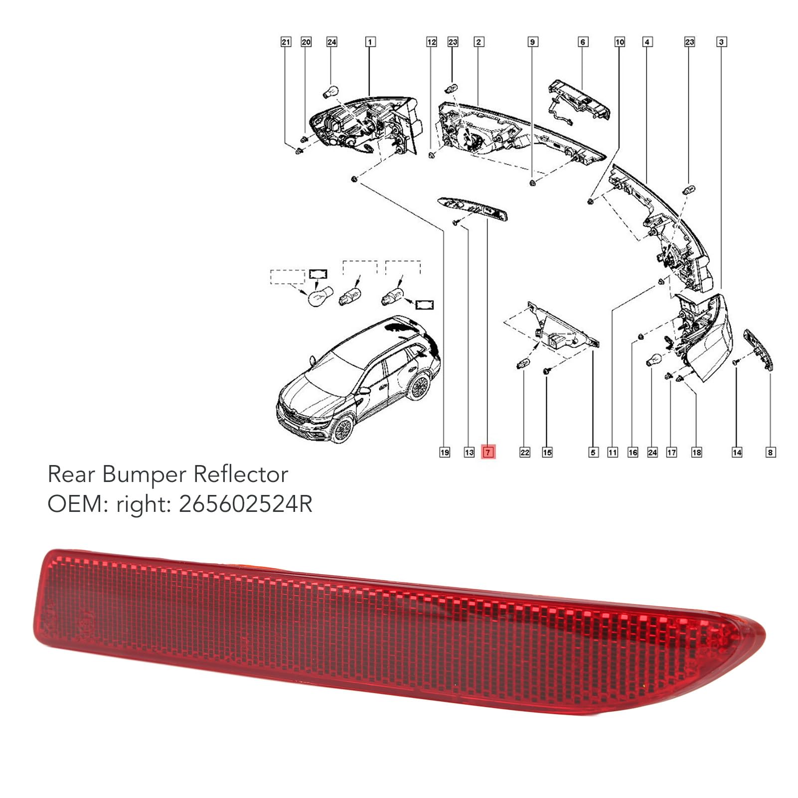 KOLEOS II MK2 2016-2020 Impact Résistant Rouge Rouge Reflecteur de Pare KOLEOS II MK2 2016-2020 Impact Résistant Rouge Rouge Reflecteur de Pare
