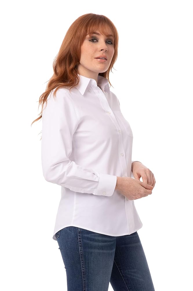 Chef Works Women's Oxford Dress Shirt, White, XX-Small at