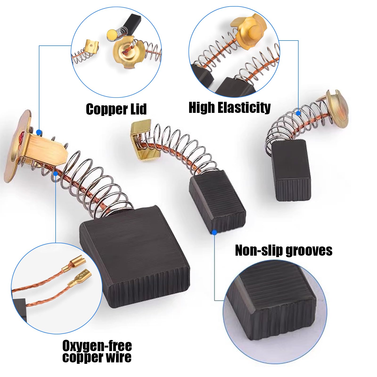 Spazzole di carbone universali per utensili elettrici, 10 misure, martello perforatore, smerigliatrice angolare