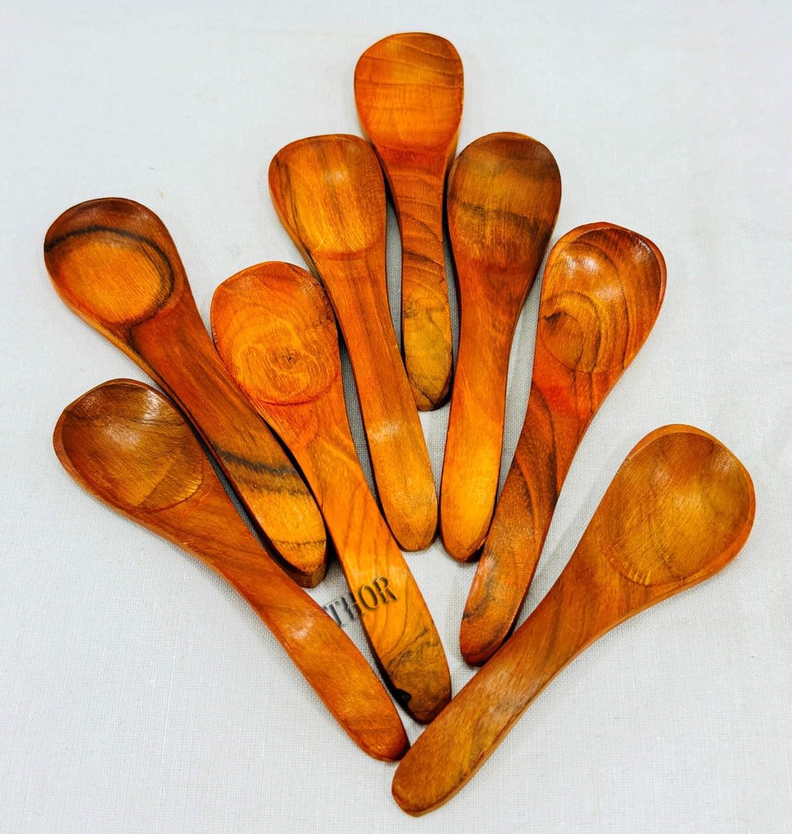 Wooden Spoons, 24 Pieces 5 Inch Wood Soup Spoons for Eating Mixing Stirring, Long Handle Spoon, Eco Friendly Table Spoon