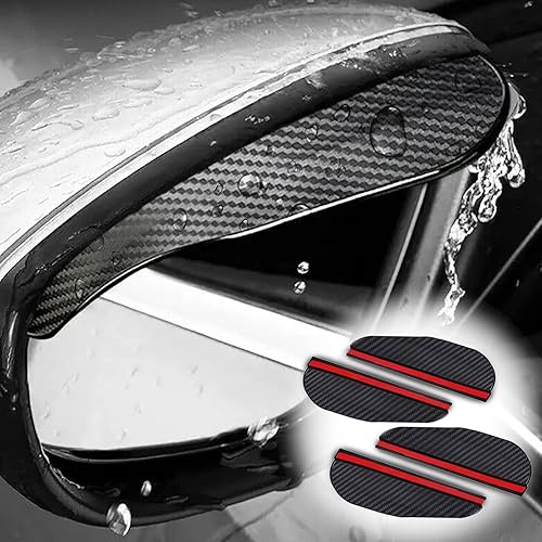 Miniatura 1 de 4 piezas de espejo retrovisor lateral de automóvil, cejas de lluvia de fibra de carbono, universal para automóvil, camión, SUV