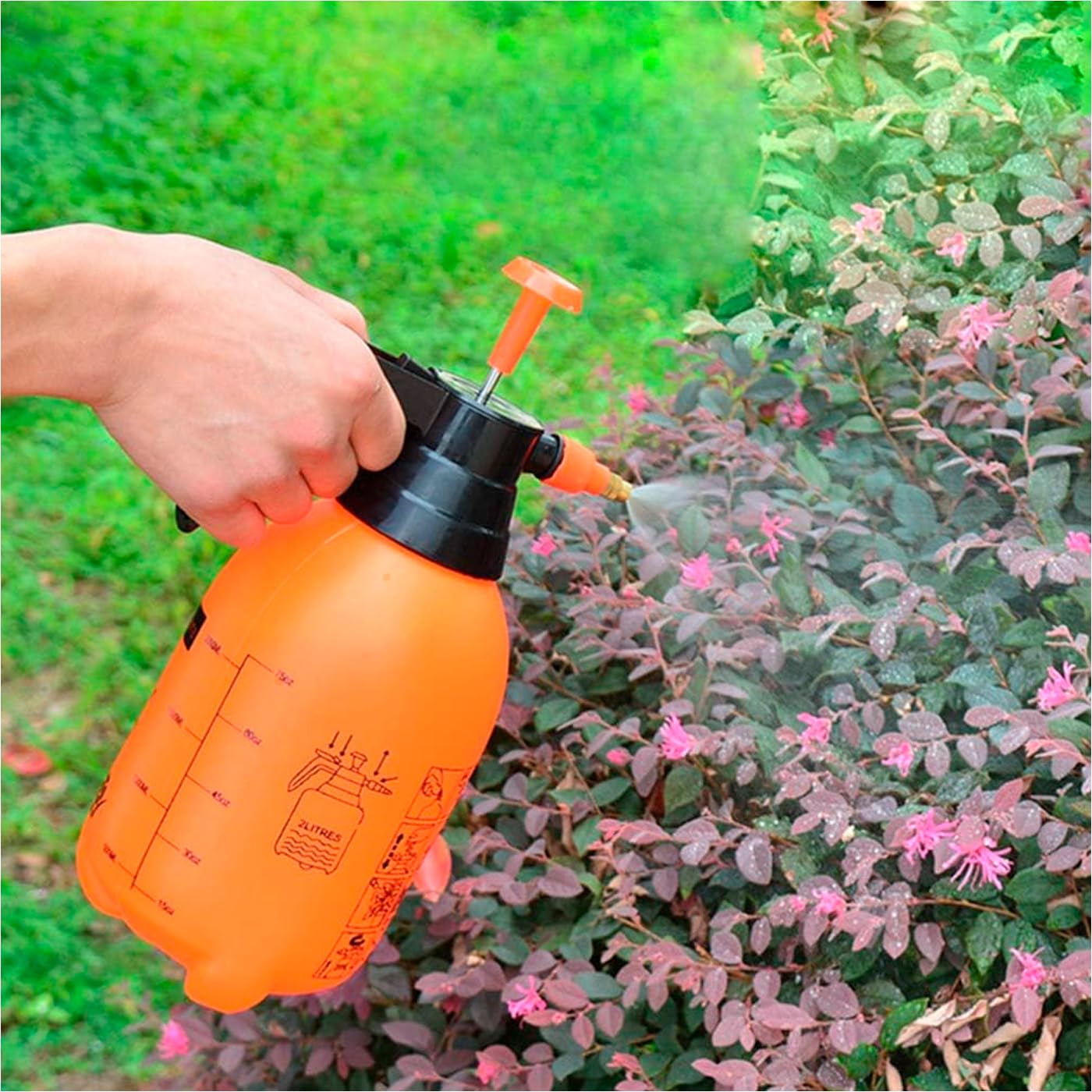 Tradineur Lot de 4 vaporisateurs à prétion pour jardin, en plastique, idéal pour sulfater fleurs et plantes, couleur aléatoire, 3 litres