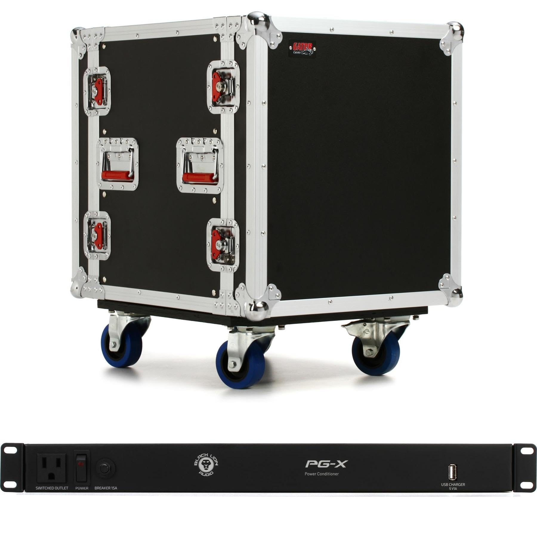 Gator G-TOUR 12U Rack Case with Casters & Power Conditioner - Durable 9mm Plywood, Recessed Hardware - Portable & Secure for Audio Gear