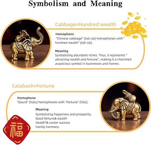 Miniatura 4 de 2 piezas de decoración de estatua de elefante de latón pequeña, mini figuras retro de animales de cobre para el hogar, adornos de decoración