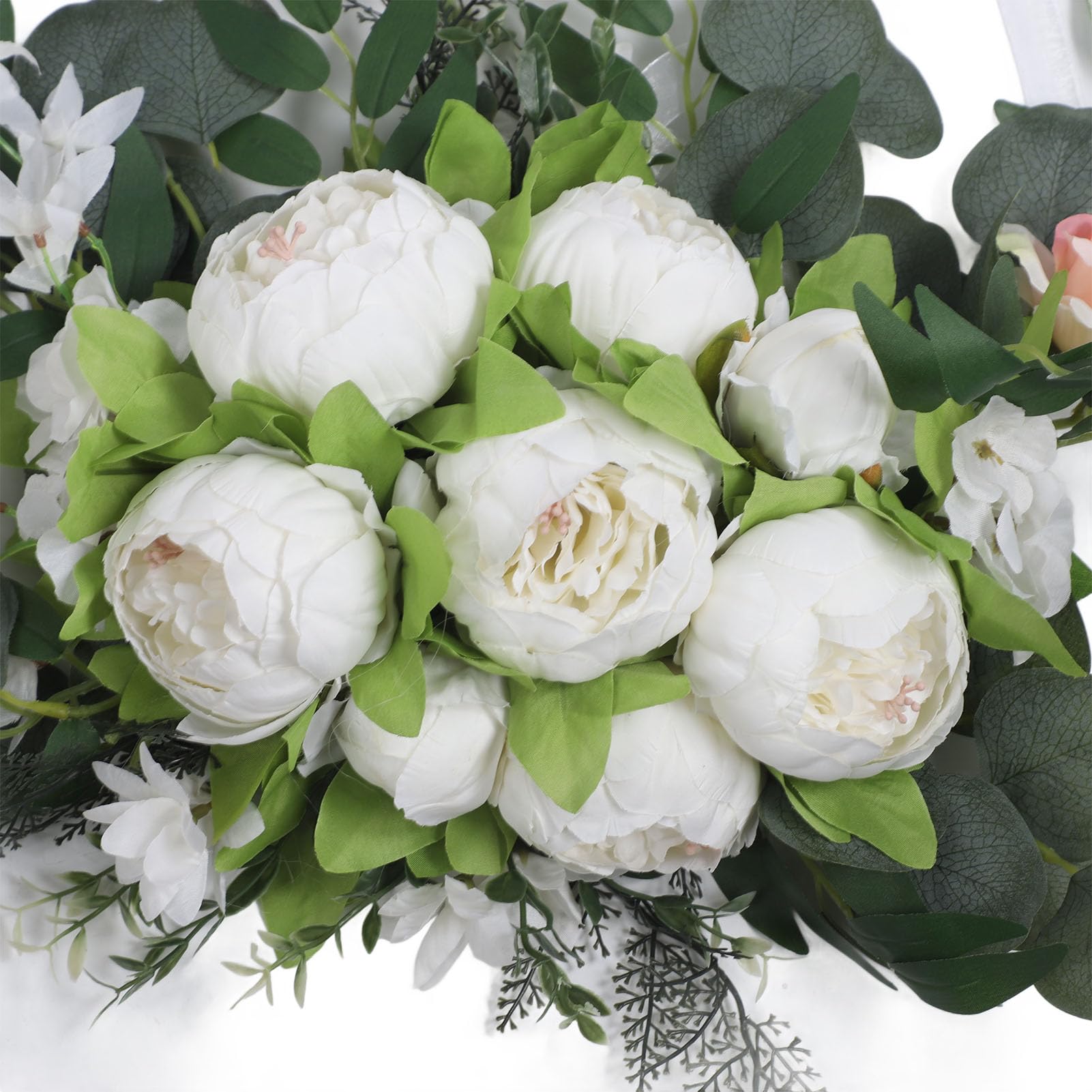 flexman 2 Stück Künstliche Hochzeitsbogen Blumen, Hochzeitsbogen Blumen, Willkommensschilder, Blumendekoration für Hochzeit Im Freien, Strandhochzeit, Gartenhochzeit (Weiß)