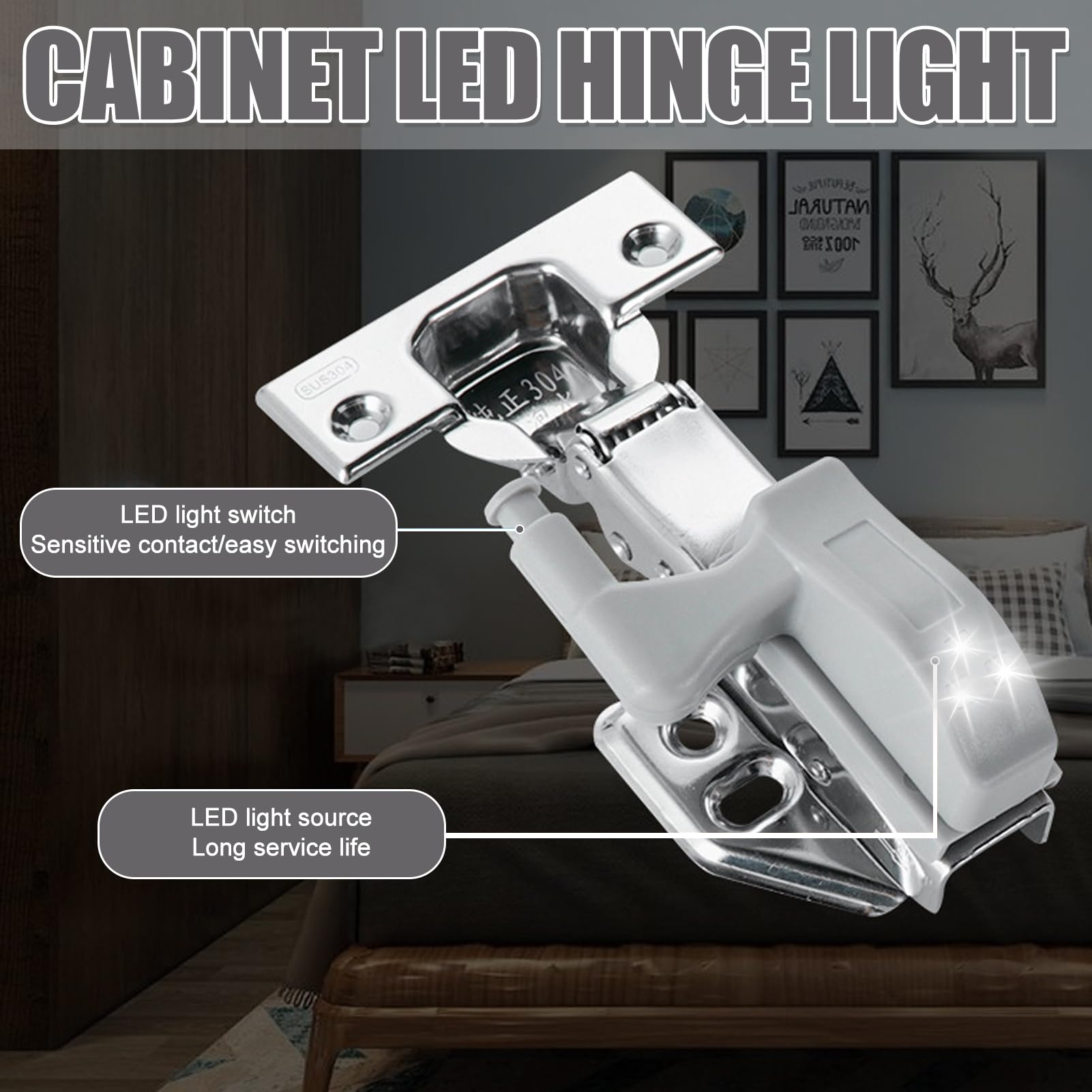 Hinge LED Light, Pack of 10 Cabinet Lighting with LED Motion Sensor - Image 4
