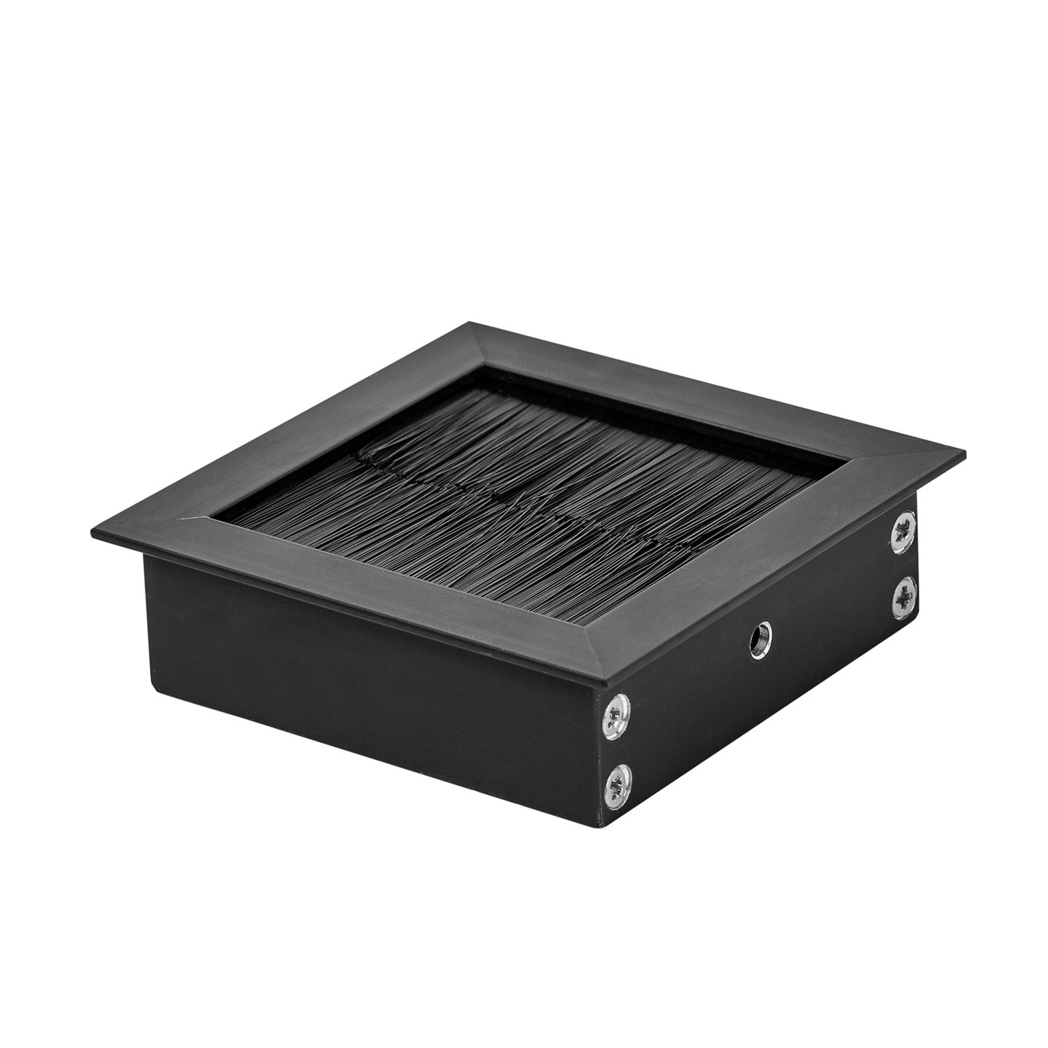 Gedotec Salida de Cable Salida de Cable de Escritorio Exit Cuadrado con Sello de Cepillo | Aluminio Negro Mate | Toma de Cable a presión | 69 x 69 x 25 mm | pasacables de Mesa de Oficina -1 Pieza