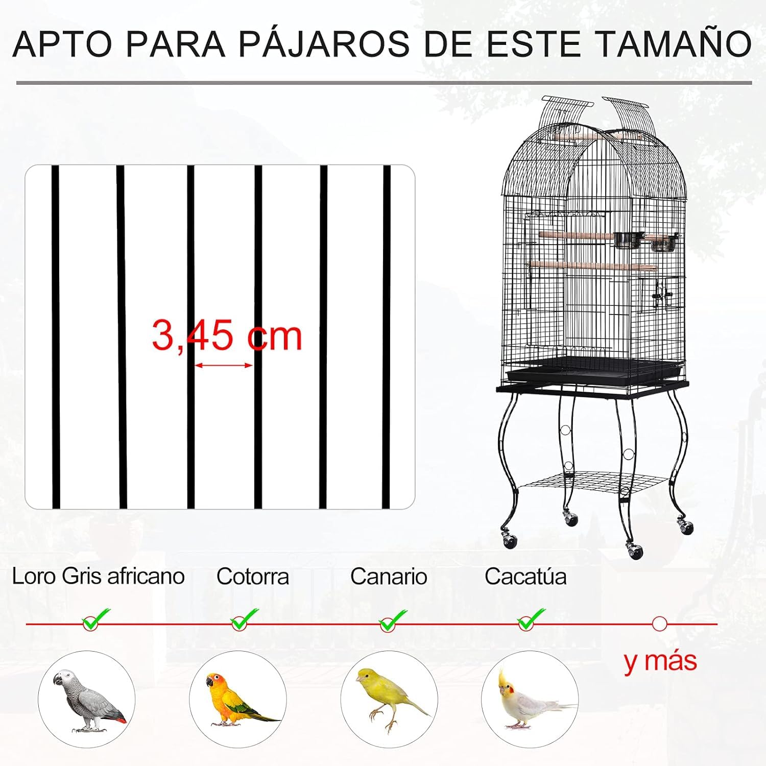Gabbia Per Canarini Gabbia Per Uccelli In Metallo Con Supporto E Ruote Gabbia Grande Con Vassoio Rimovibile 4 Porte E 2 Mangiatoie Per Pappagalli Ara Prodotti Per Animali Domestici