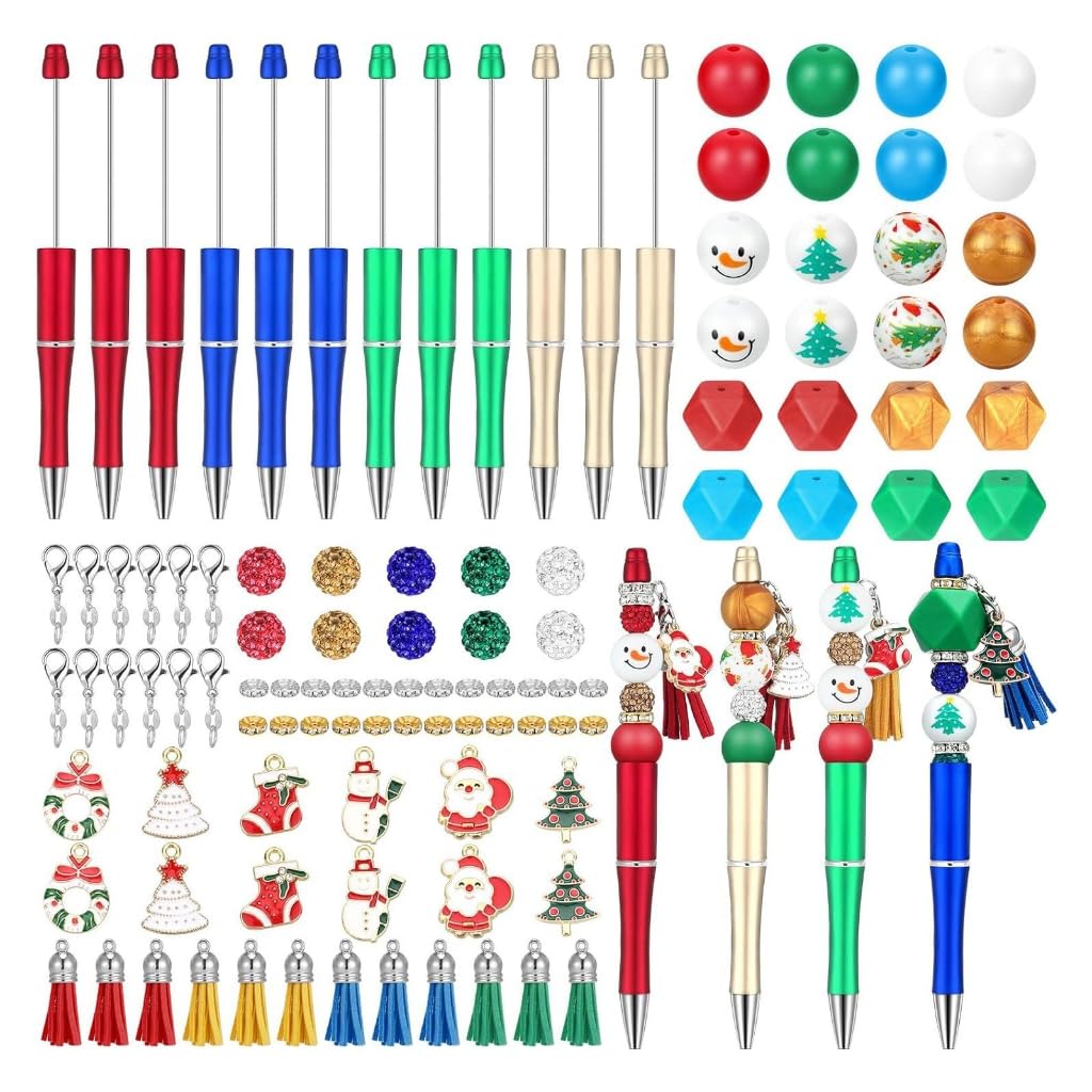 Set di 12 penne a sfera natalizie a forma di cartone animato, per scuola e ufficio