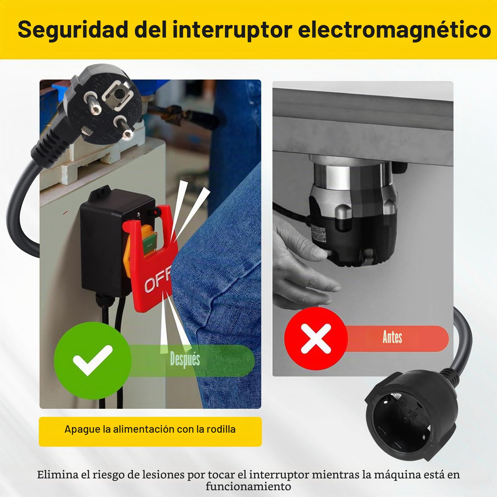Interruptor de Máquina Binghe 250V 16A Interruptor de Encendido, Elektromagnetischer Schalter Nullspannungsschalter not Aus Schalter mit Steckdose für Schnellen Ausschalten