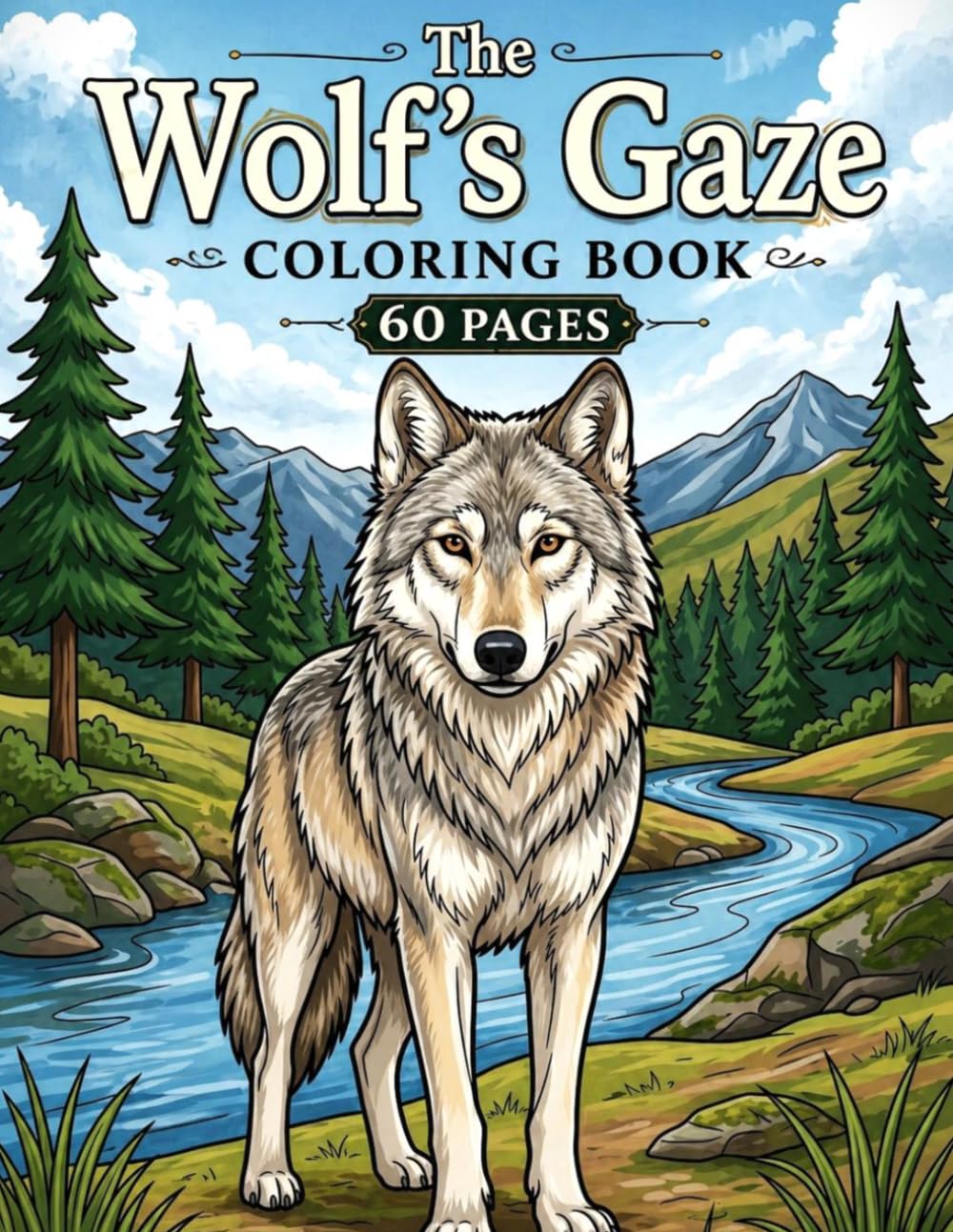 The Wolf's Gaze Coloring Book: A Collection of 60 Realistic Illustrations for coloring lovers, Detailed Wildlife Art for Adults , teen & kids.