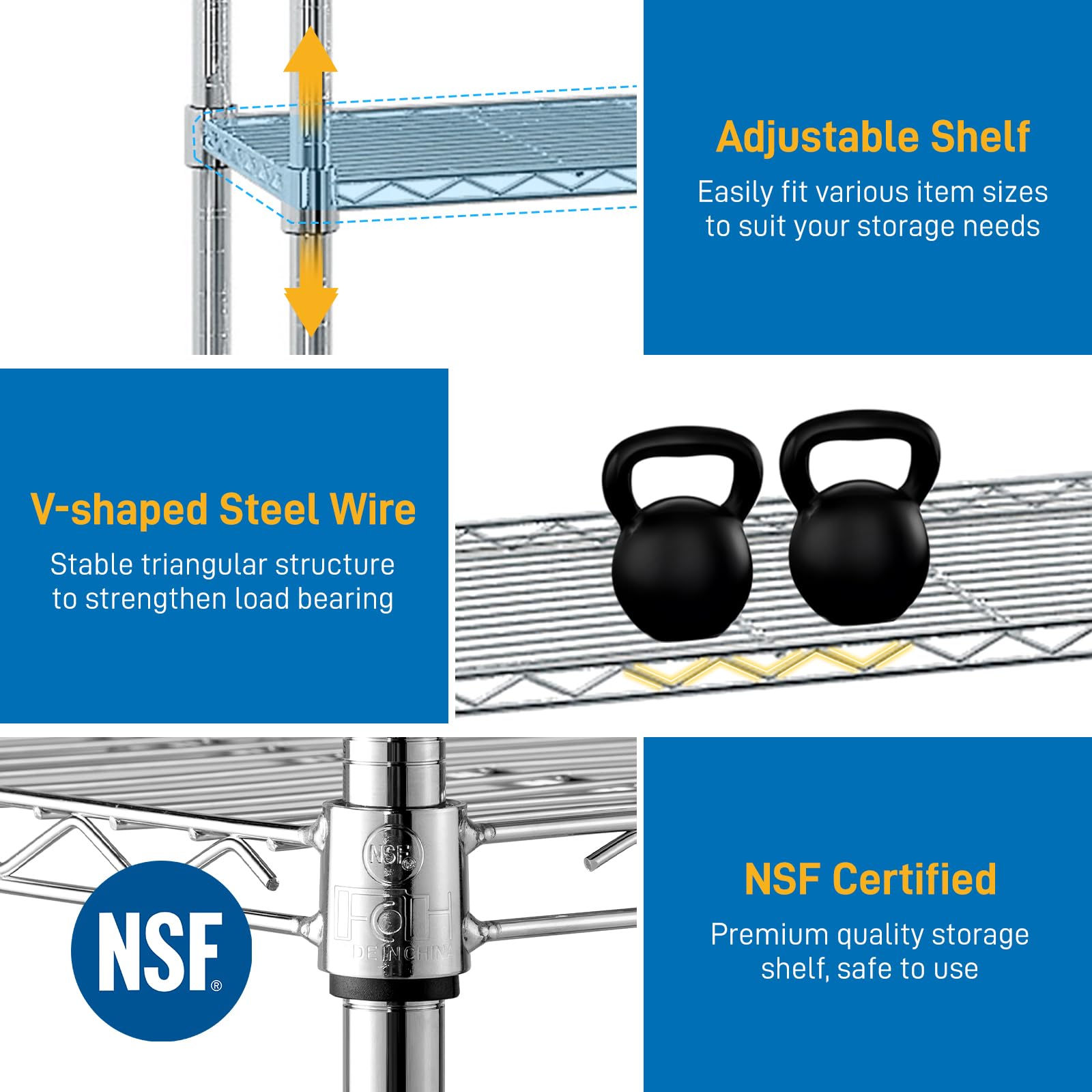 Baisha Adjustable Storage Shelves,for Kitchen, Garage, Living Room, Even Commercial Supermarkets, Restaurants, Warehouses(White, 21.7