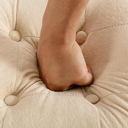 Miniatura 4 de Setawix Otomana de terciopelo para dormitorio, mesa auxiliar tapizada, taburete de tocador con botones, reposapiés, reposapiés, asiento acolchado