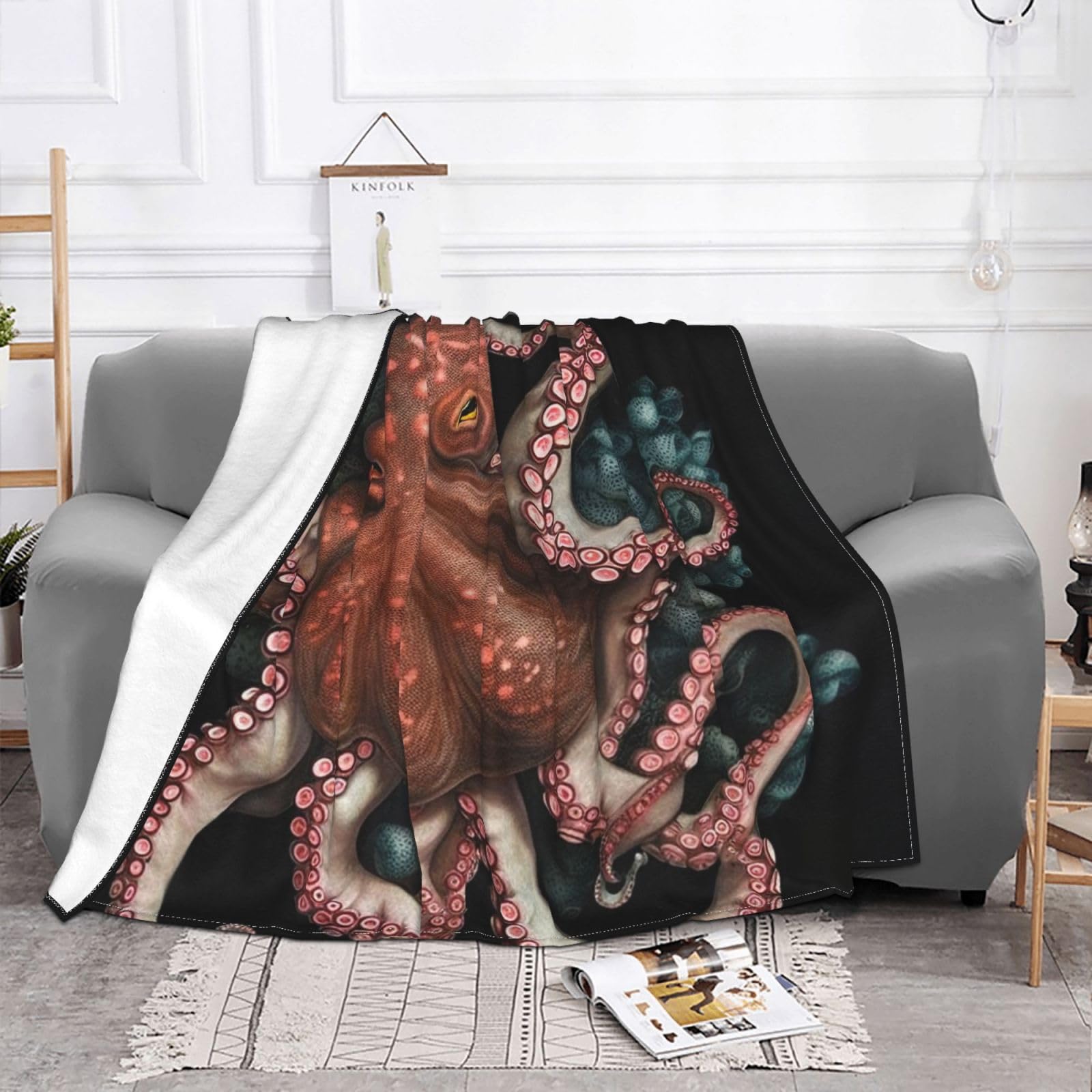 Oktopus-Decke Aus Flanell – Weich, Warm & Gemütlich Für Sofa, Bett & Camping, In 3 Größen