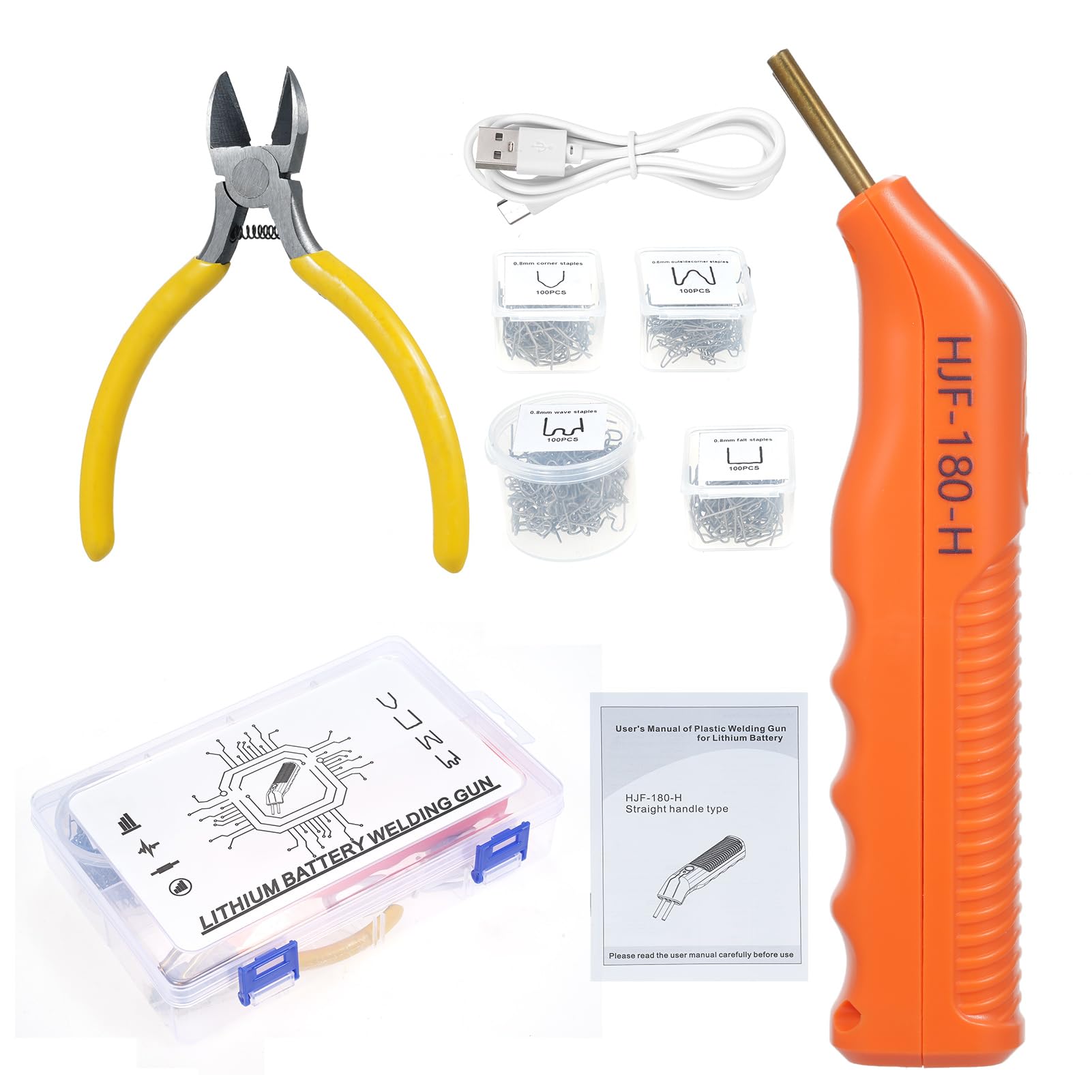 Labymos USB Plastic Welder Cordless Plastic Welding Kit with 400 PCS Hot Stapler Hot Stapler Kit Crack Repair Welding Machine with LED Light for Car Bumper Plastic Repair