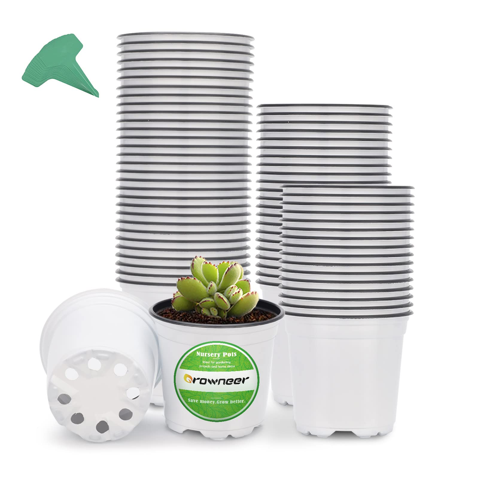 Snapklik.com : GROWNEER 60 Packs 4 Inch Plastic Plant Nursery Pots