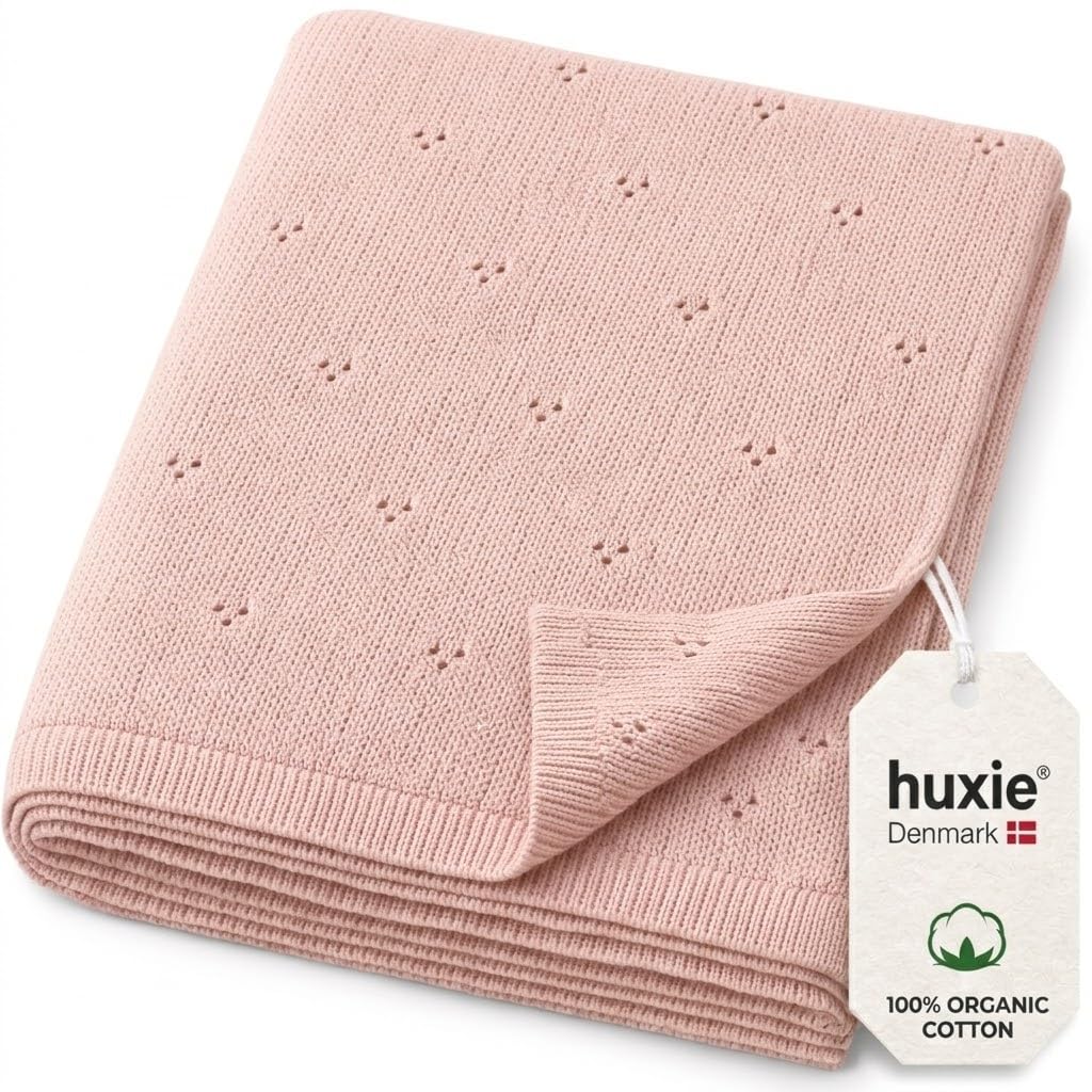 Pointelle Knit Baby Blanket for Girls – 100% Organic Cotton, Quilt