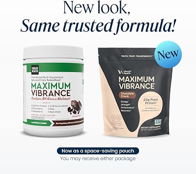 Vibrant Health, Maximum Vibrance, Complete Vegan Meal Shake with Plant-Based Protein, Vanilla Bean, 15 Servings