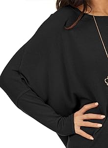 MIHOLL Womens Long Sleeve Batwing Casual Loose Dolman T-Shirt Blouse Tops