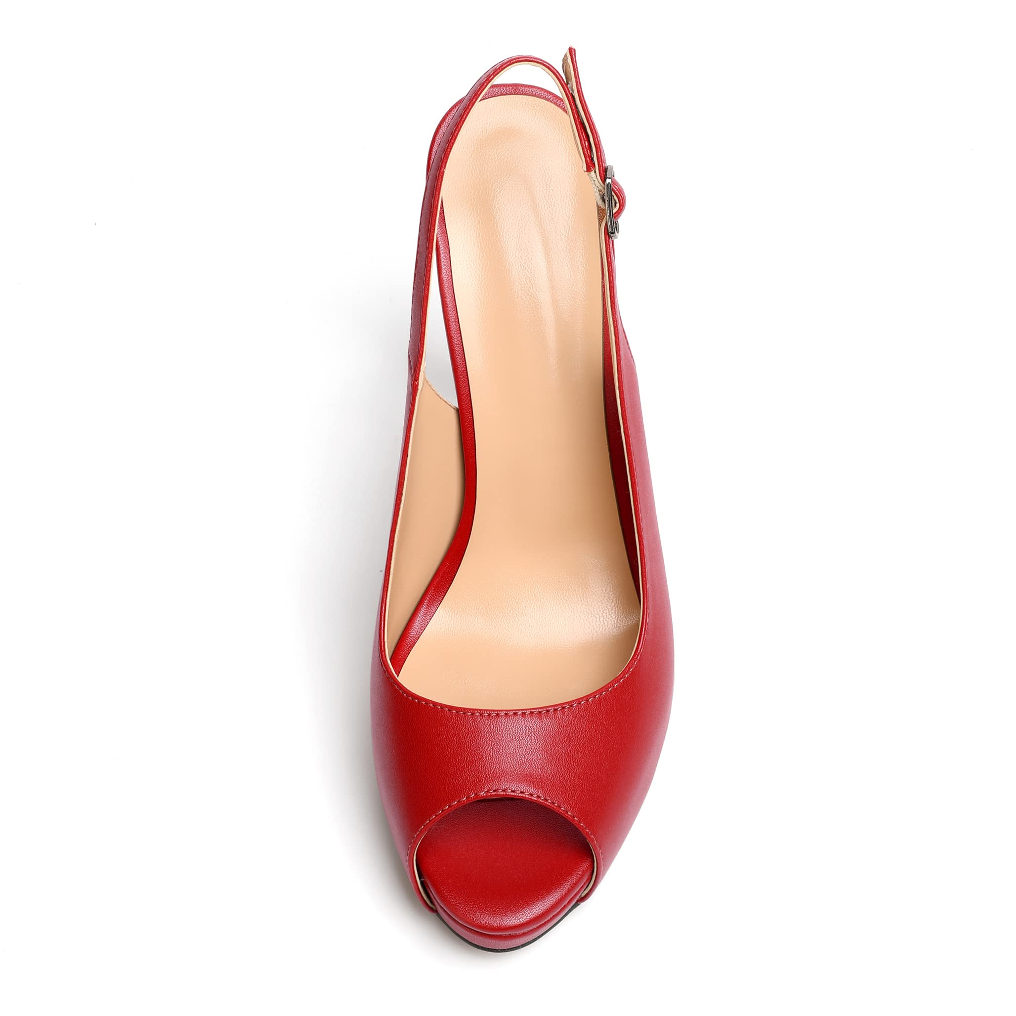Elashe Damen Plateau Sandaletten Peeptoe Slingback High Heels Öffnen Zehe Stiletto Schuhe