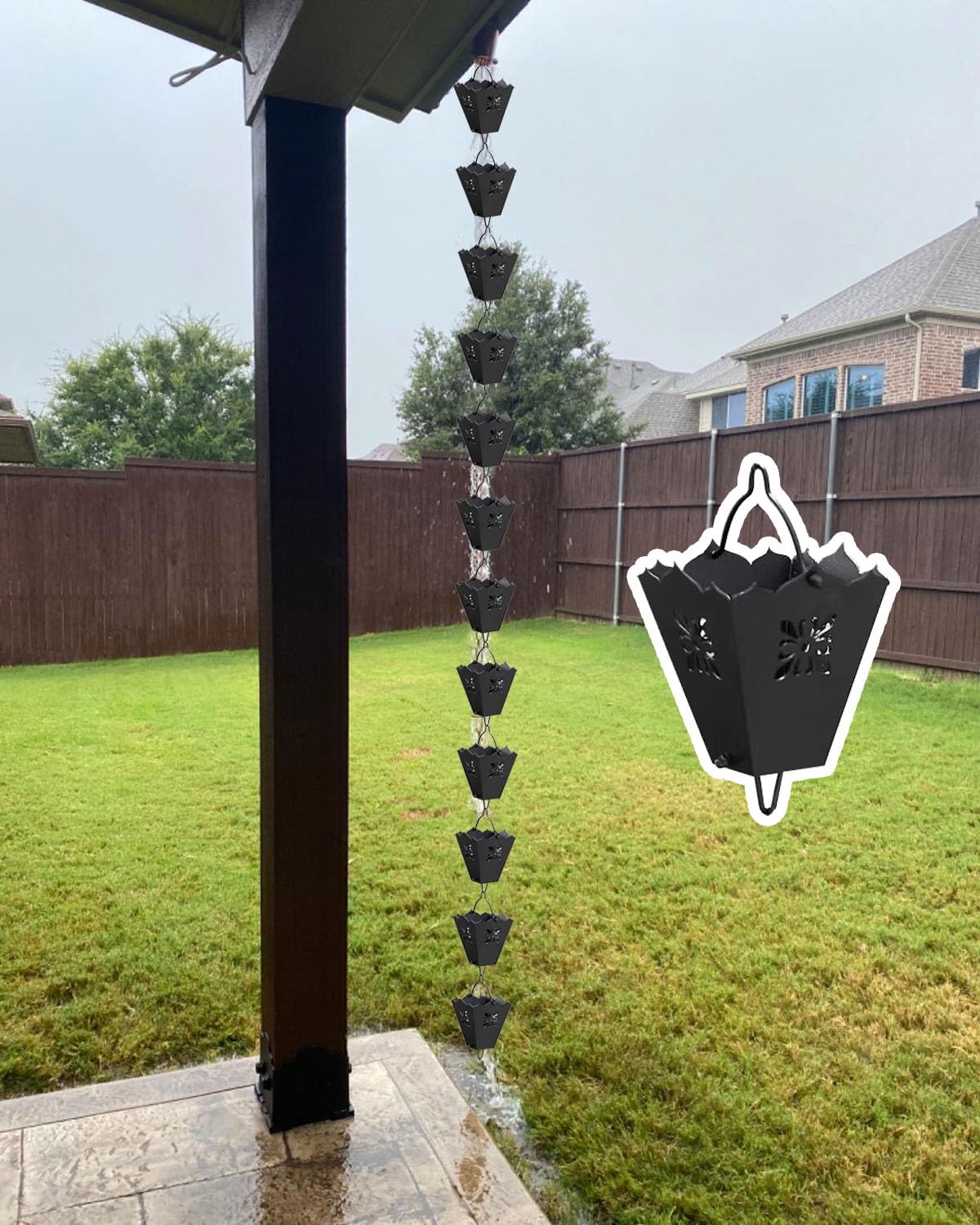 YNBSHGAA Decorative Rain Chain for Outdoor Drainage, Durable Metal Eaves Diverter for Efficient Rainwater Management,Style3-7m (23ft)