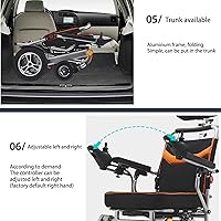 Vista 4 de Silla de ruedas eléctrica de aluminio, silla de ruedas eléctrica de lujo para adultos, motor de potencia máxima de 500 W, batería de largo alcance