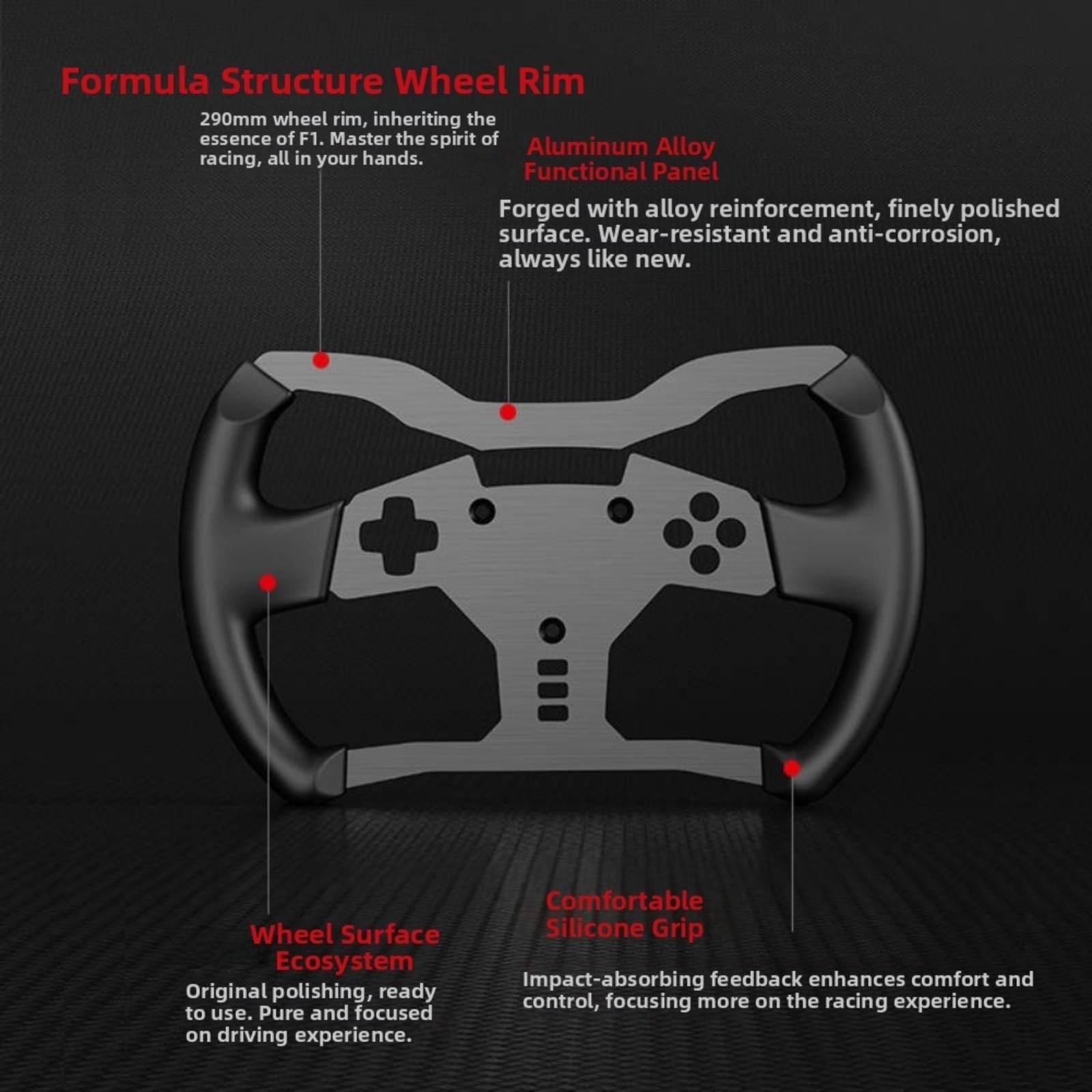Pannello volante realistico stile F1 per una presa comoda, accessorio di
